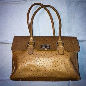 Camel colored Italian leather bag
